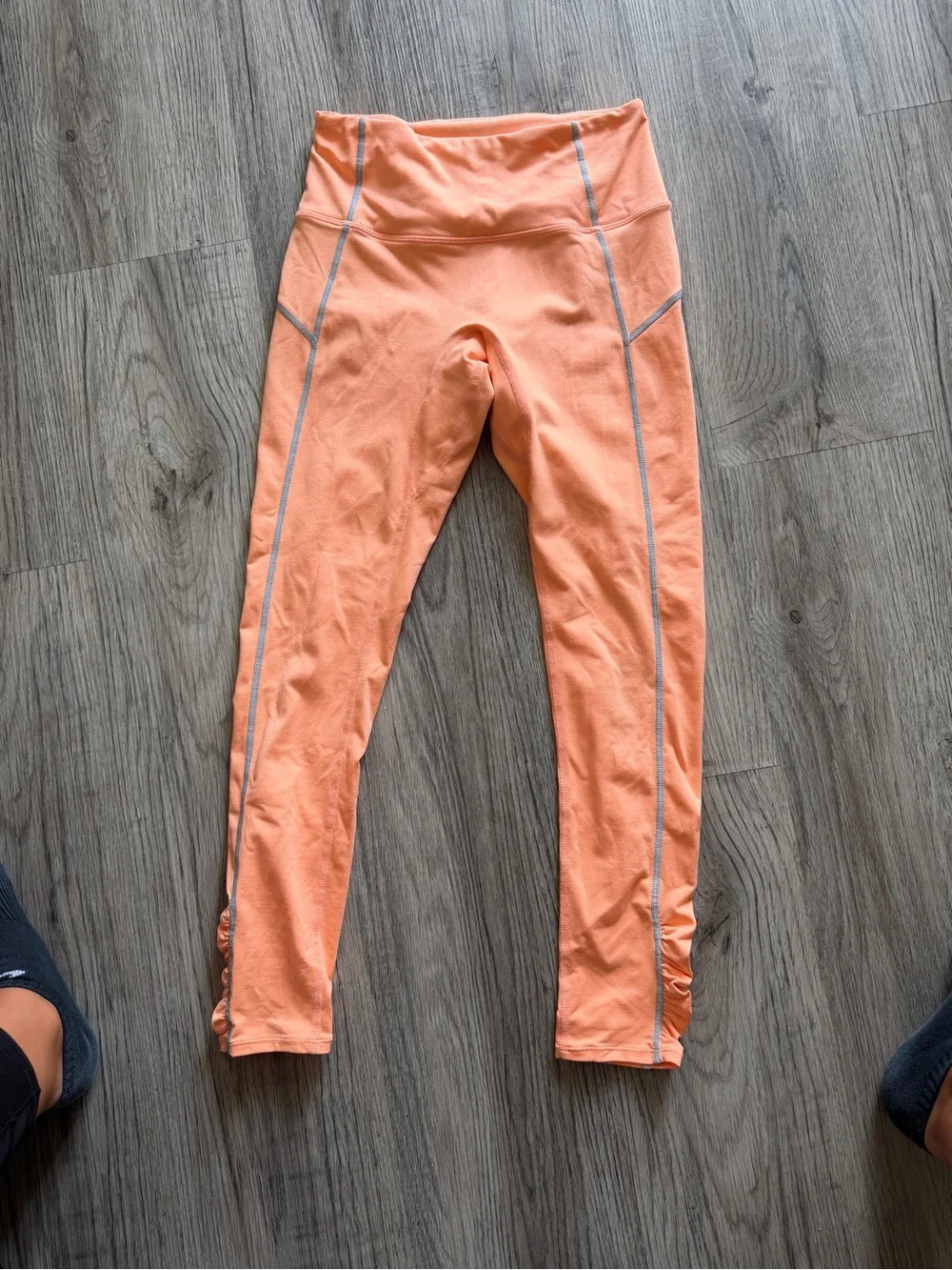 Free People Peach Orange Leggings with Contrast Stitching